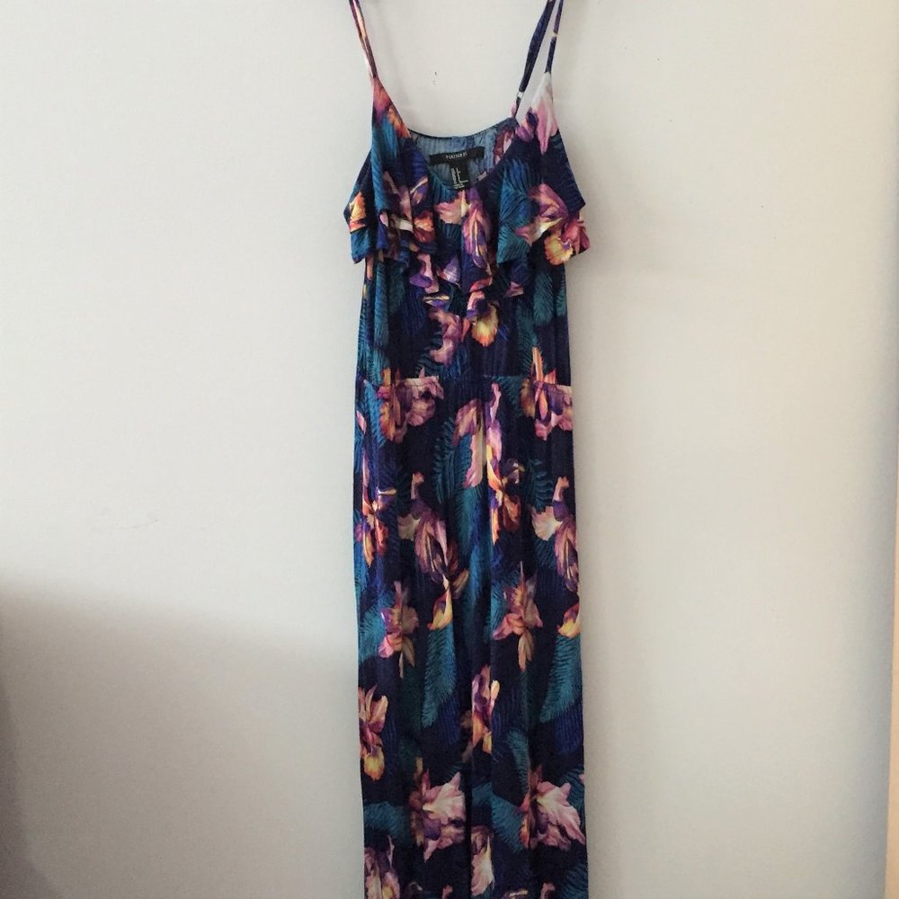 Forever 21 Blue and Purple Maxi Floral Dress